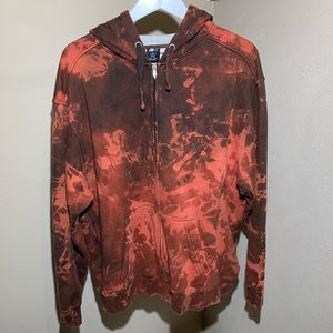 Custom Bleach Dyed Comfy Fire Brown Starter Hoodie